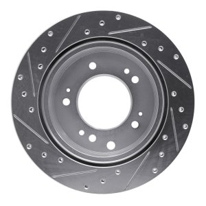 Kia Sorento Brake Rotor (1) - Rear Right - R1 Concepts - Drilled & Slotted - Silver - `07-`09